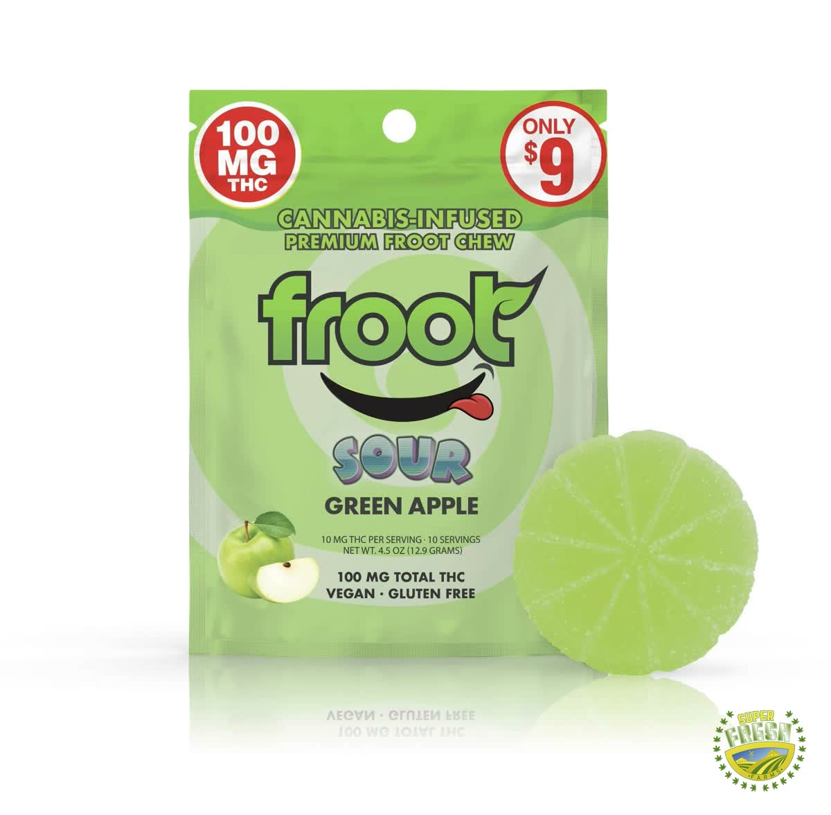 Sour Green Apple Gummy 100mg Single Cut